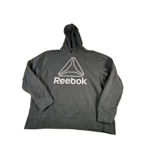 Reebok Hoodie Black Sz XL Pullover Sweatshirt Drawstring Hood & Kangaroo Pocket
